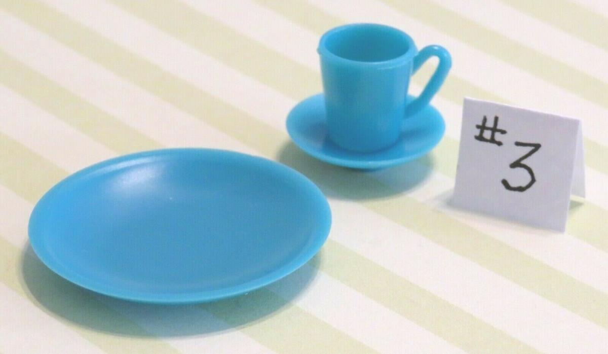 VINTAGE Barbie blue dishes SET 'n SERVE, TEA PARTY, COOK UPS, HOSTESS SET set #3