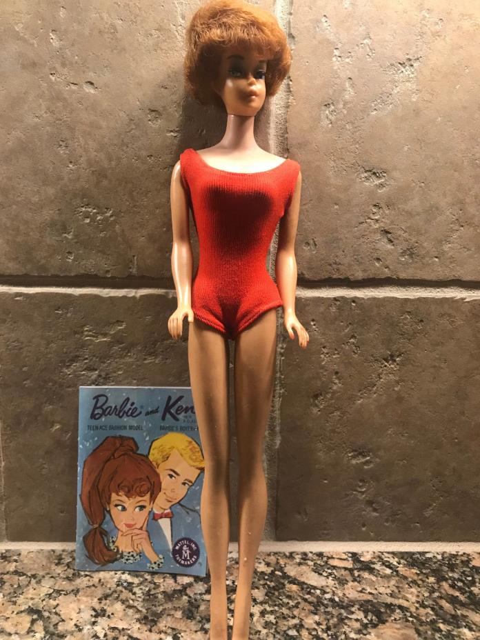 Vintage BARBIE TITIAN/REDHEAD  BUBBLECUT w/BOX, Red OSS, Stand, Booklet #850