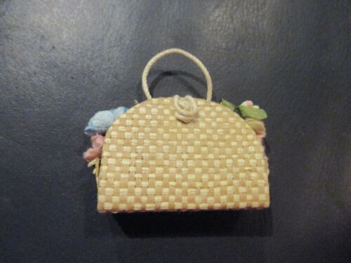 VINTAGE Barbie Straw Flower Filled Bag- Purse Accessories #923