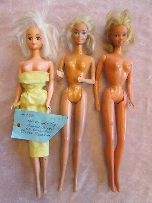 4 Vintage Mattel Barbie Doll 1 has Painted eyes long blonde hair 1966 lot W8