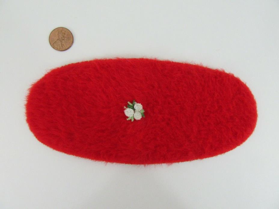 Vintage Barbie Doll Accessory - SUZY GOOSE RED FUZZY OVAL RUG Nice Replacement