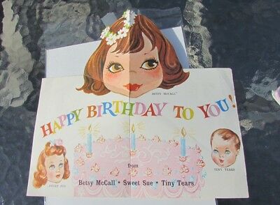 American Character Greeting Card Rare Betsy McCall Sweet Sue Tiny Tears 1950s