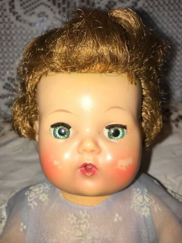 Vintage Tiny Tears Doll 1950s 11” Rubber Body  Hard Plastic Head