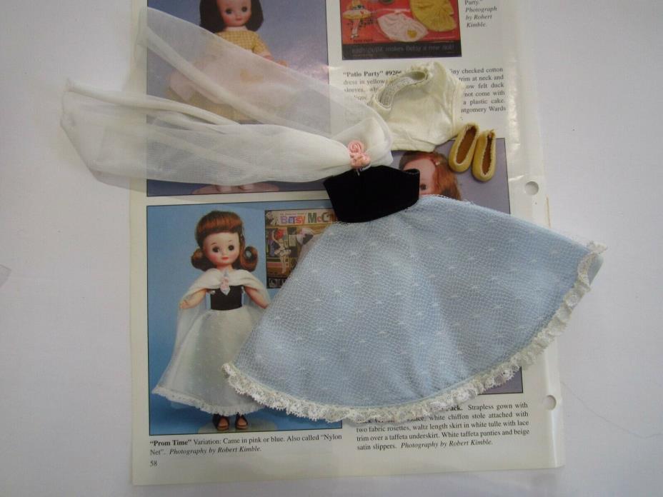 Vintage 8 Betsy McCall Blue Prom Time #8205 Complete Dress Panties Shoes