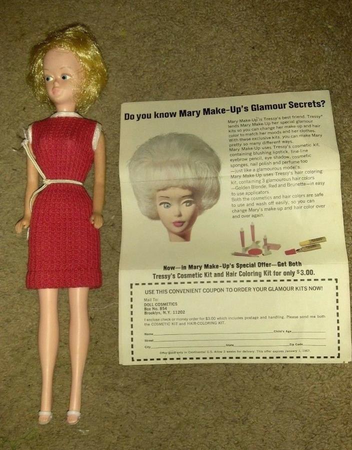 Vintage American Character - Mary Make Up Doll Tressy's Best Friend With Coupons