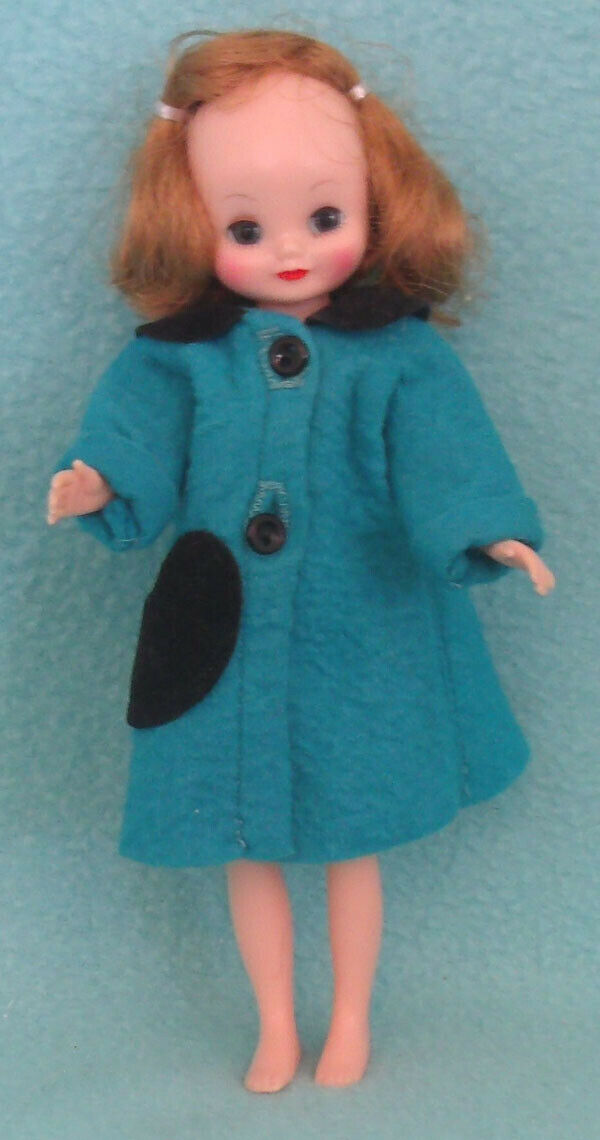 Vintage Betsy McCall Black Pocket Blue Felt Coat