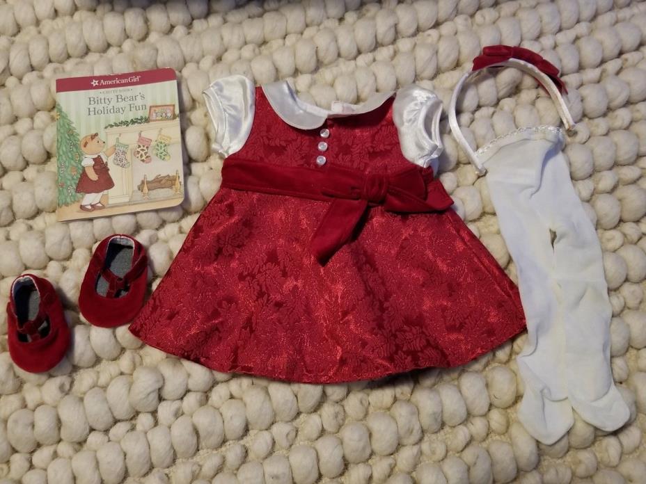 American Girl Bitty Baby Doll Berry Brocade Holiday Christmas Dress Retired