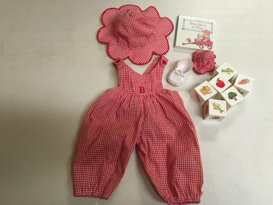 AMERICAN GIRL DOLL BITTY BABY BEAR AT PLAY GINGHAM OUTFIT BOOK TOYS
