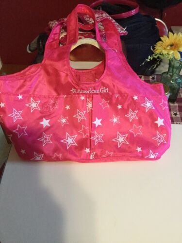 American Girl DOLL CARRIER Large Purse Tote Carrying Bag - Pink w/ White Stars