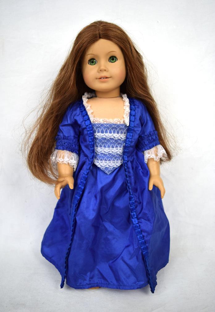 American Girl Doll Felicity Blue Holiday Gown Red Hair Green Eyes