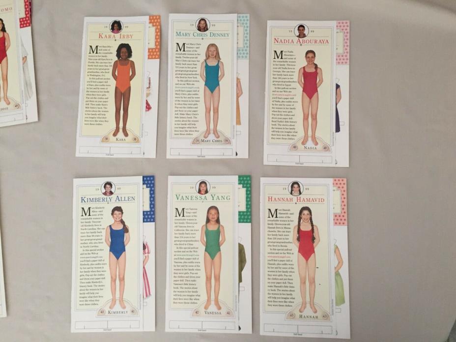 American Girl 6 Sets Paper dolls Doll Vintage 1999