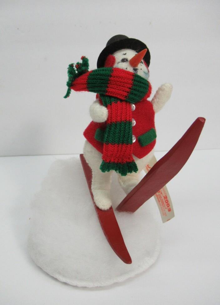 Annalee Christmas Winter Snowman with Scarf Snow Skis Skiing 6