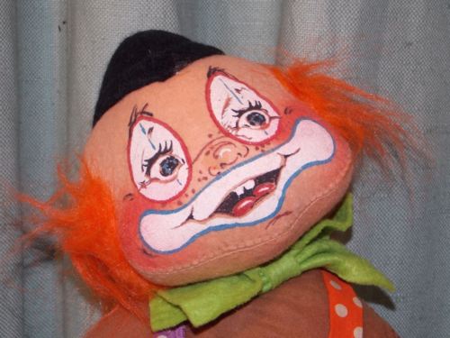 Annalee Circus Clown Wide Eyed Hobo Red Head 1980 22 inches tall