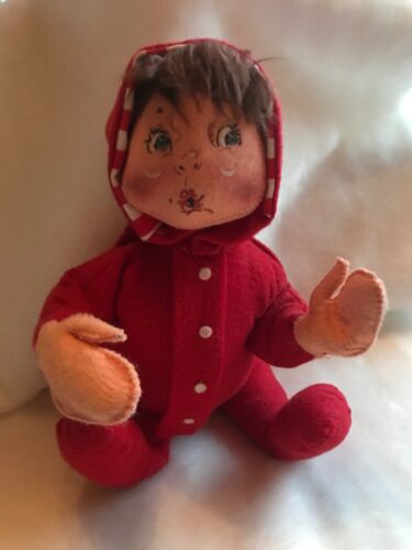 Annalee ‘92 ELF Dressed in Red and White Pajamas Blue Eyes~Excellent Condition!