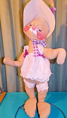 Annalee Doll Easter Bunny Flowered Bonnet 1968 Display 22 inch doll