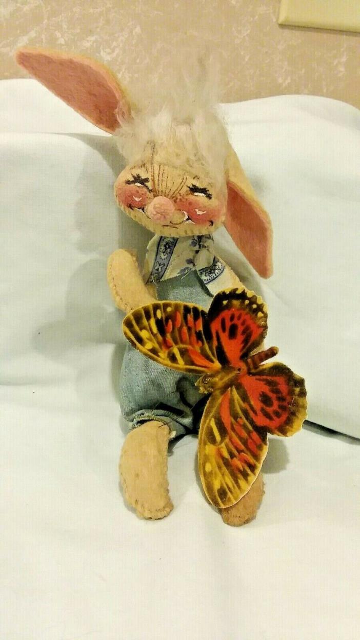 Vintage Rare Annalee Country Bunny Cotton Tail Holding Butterfly