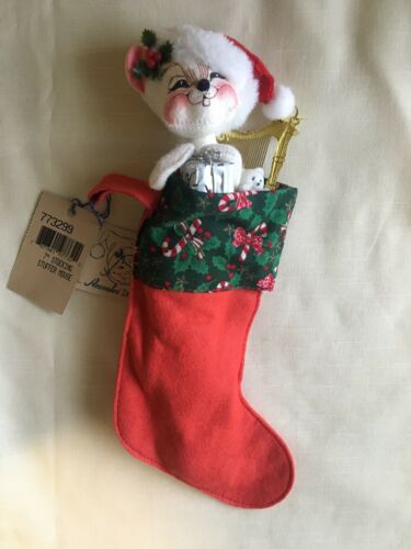Vintage Annalee Christmas Stocking Stuffer Mouse 1999 Teddy Bear Harp  All Tags