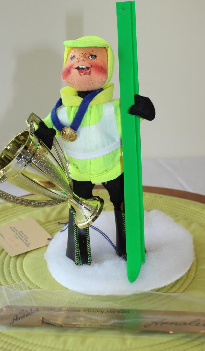 Annalee Victory Skier Doll Brass Plaque Signed Mint 9913 in 1991 10