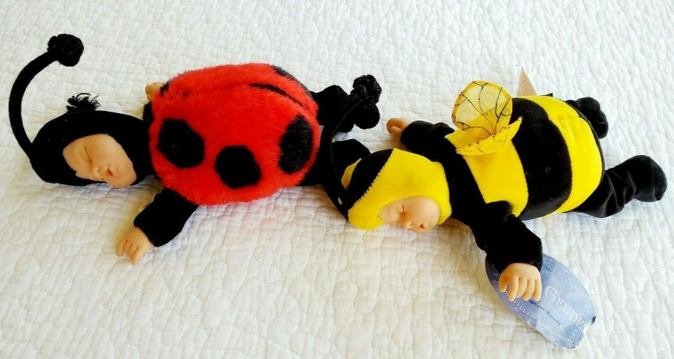Anne Geddes Baby Doll Bumble Bee & Lady Bug Plush & Beans 8