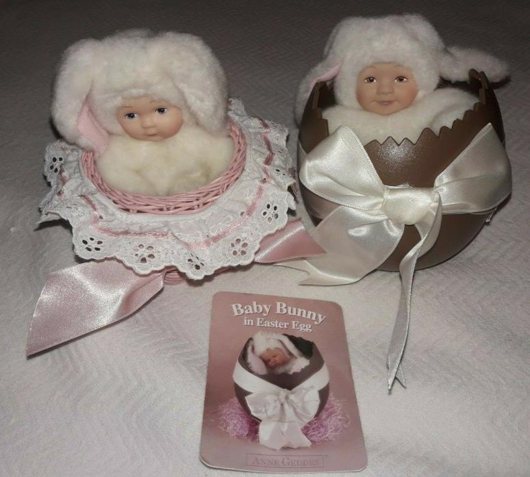Lot 2 Anne Geddes Baby Bunny in Easter Egg & Basket Newborn Baby Dolls