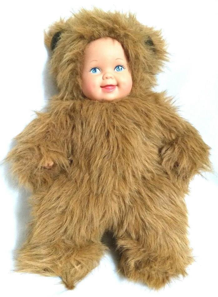 Vintage 90s Anne Geddes 15 Inch Baby Doll In Removable Brown Bear Suit