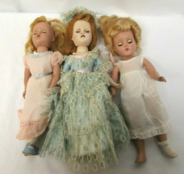 Vintage R & B Dolls Lot Of 3 With Original Dresses
