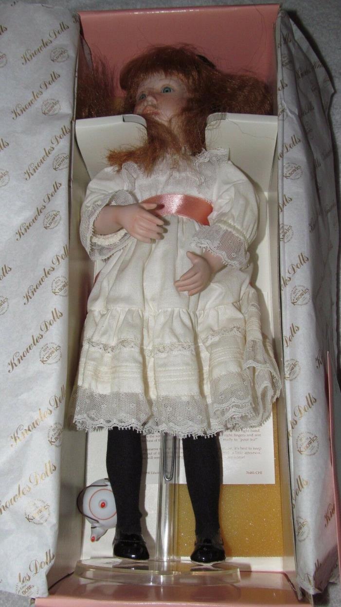 Edwin Knowles Susan Krey Polly's Tea Party Porcelain Doll 1990 NIB