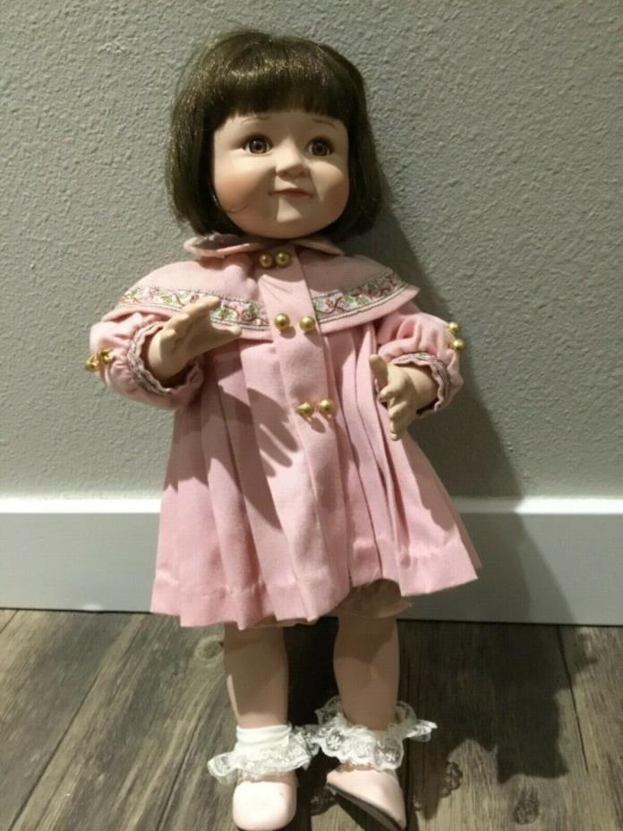 Barbara Madeja Betsy in Buttons porcelain doll Ashton Drake pink coat no hat 15