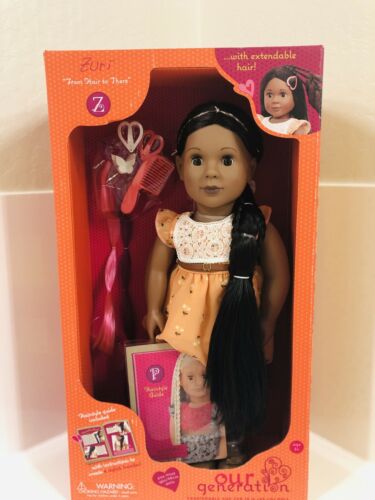OUR GENERATION ZURI AFRICAN AMERICAN 18” DOLL WITH EXTENDABLE HAIR & HAIR GUIDE