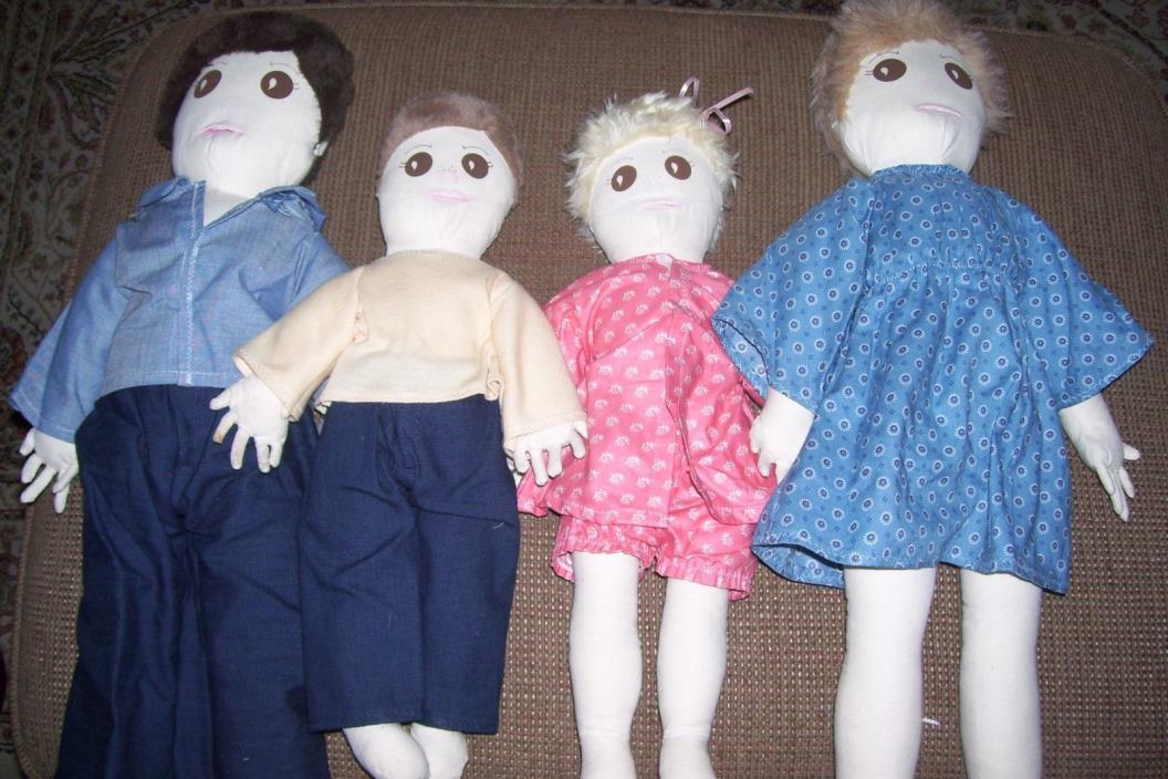 Set of 4 Vintage Anatomically Correct Cloth Dolls Analeka Ind. or Therapy Abuse