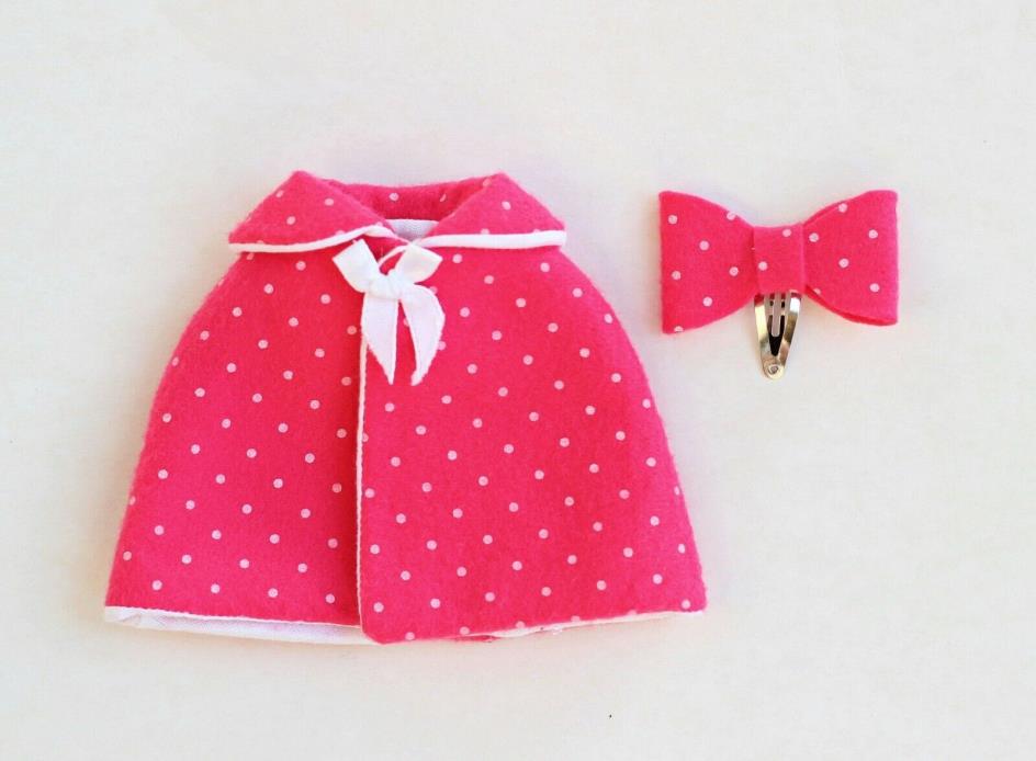 Handmade Neo Blythe Doll Hot Pink Polka Dot Cape Bow Outfit Clothes Clothing