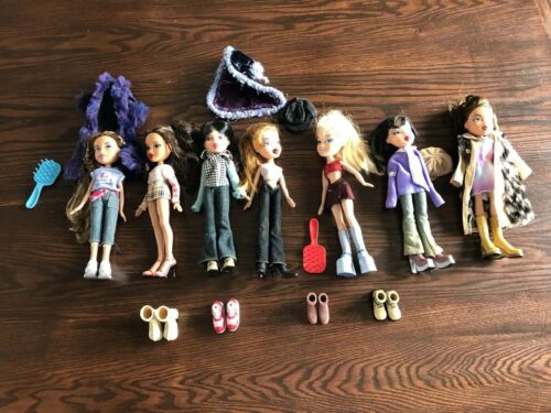 Bratz Doll Lot Accessories Clothes Tops Pants Skirts Shoes 7 Dolls FROM 2001