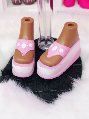 Bratz Beach Party Sasha Replacement Shoes Sandals Flip Flops Pink White Wedges