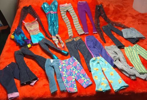 Large Mixed Lot Of Barbie/ Bratz / Monster Clothes 19 Pants Jeans Romper B72