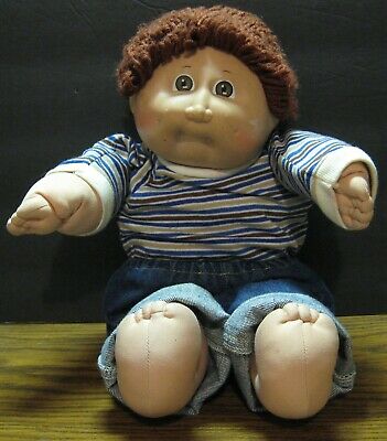 Cabbage Patch Kids Boy Doll Short Brown Hair Jeans - Coleco - 1982 Vintage