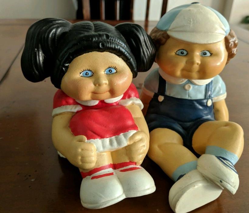 TWO 1980's HAND PAINTED CABBAGE PATCH KIDS CERAMIC DOLLS