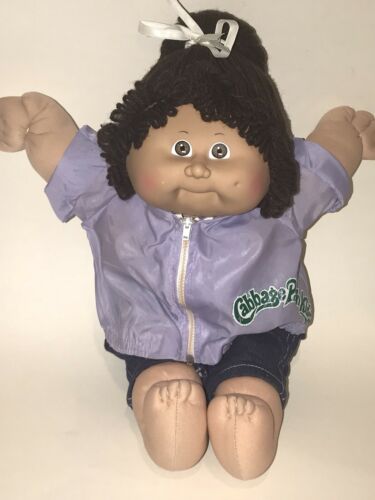 Vintage Coleco 1985 CABBAGE PATCH KID Brown Yarn Ponytail Hair Jeans Jacket Girl