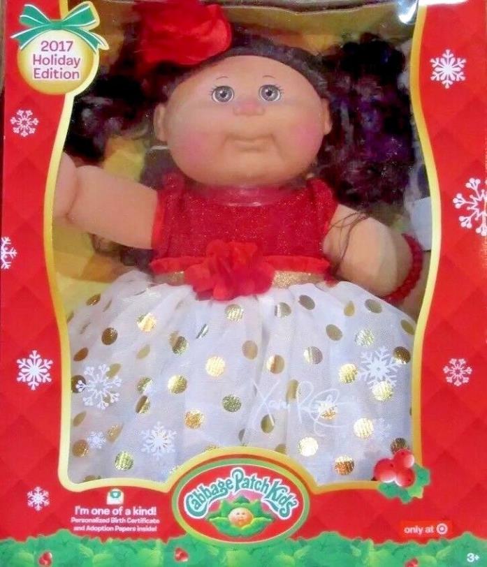 CABBAGE PATCH Kids Baby DOLL HOLIDAY 2017 Brunette Brown Curly Hair  NEW #93