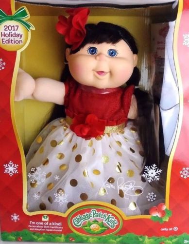 CABBAGE PATCH Kids Baby DOLL HOLIDAY 2017 Brunette Brown Straight Hair  NEW #60