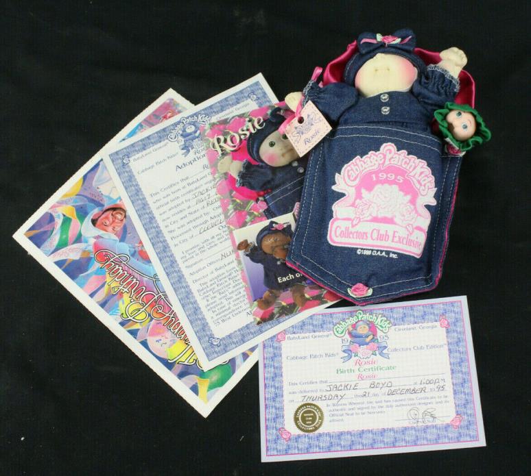 1995 CPK Pocket Baby Rosie Collector's Club Exclusive w/Paperwork & 1983 Pin!