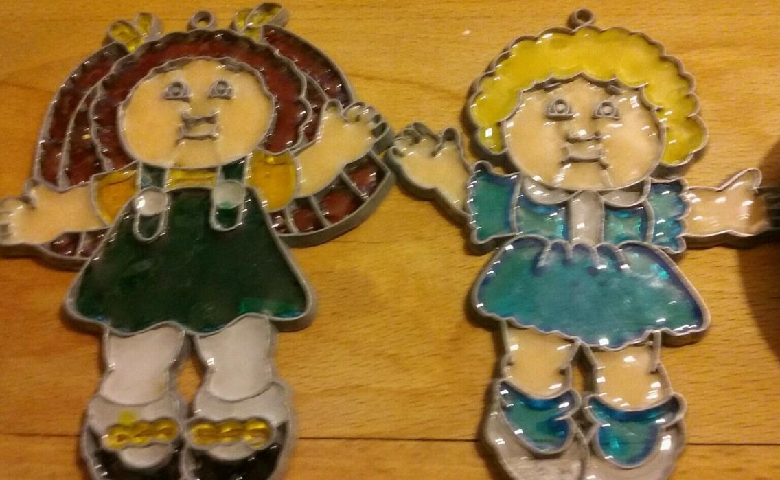 Vintage Christmas Stained Glass Cabbage Patch Kids Ornaments
