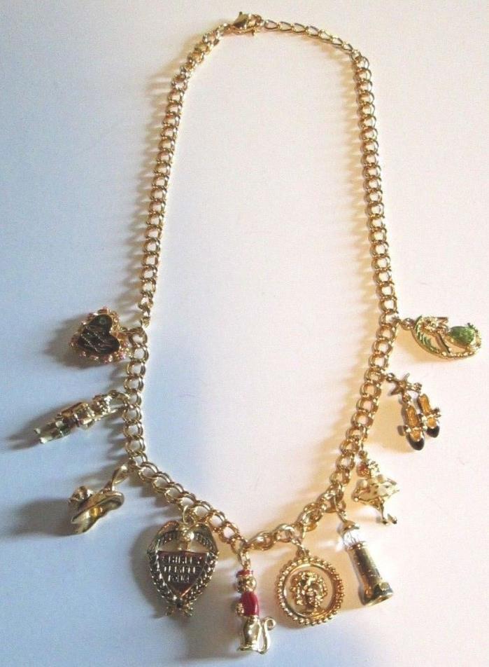Danbury Mint Shirley Temple Gold 23K Electroplate 10 Charm Necklace