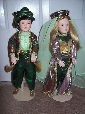 Storybook Dolls Danbury Mint Aladdin, and Princess About 10 inches tall