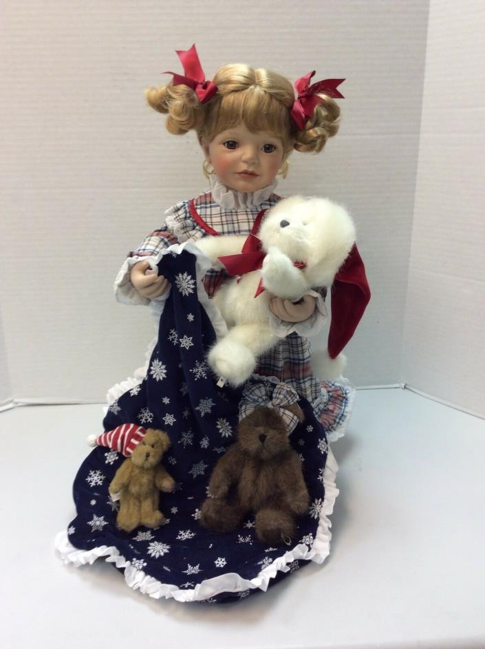 Boyds Bears Emma Christmas Eve Porcelain Doll by Susan Wakeen Danbury Mint, EUC