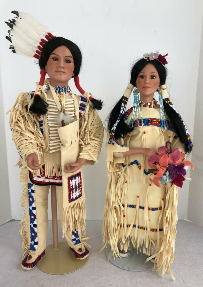 Native American Indian Dolls 'Running Bears Wedding Day' Judy Belle Danbury Mint