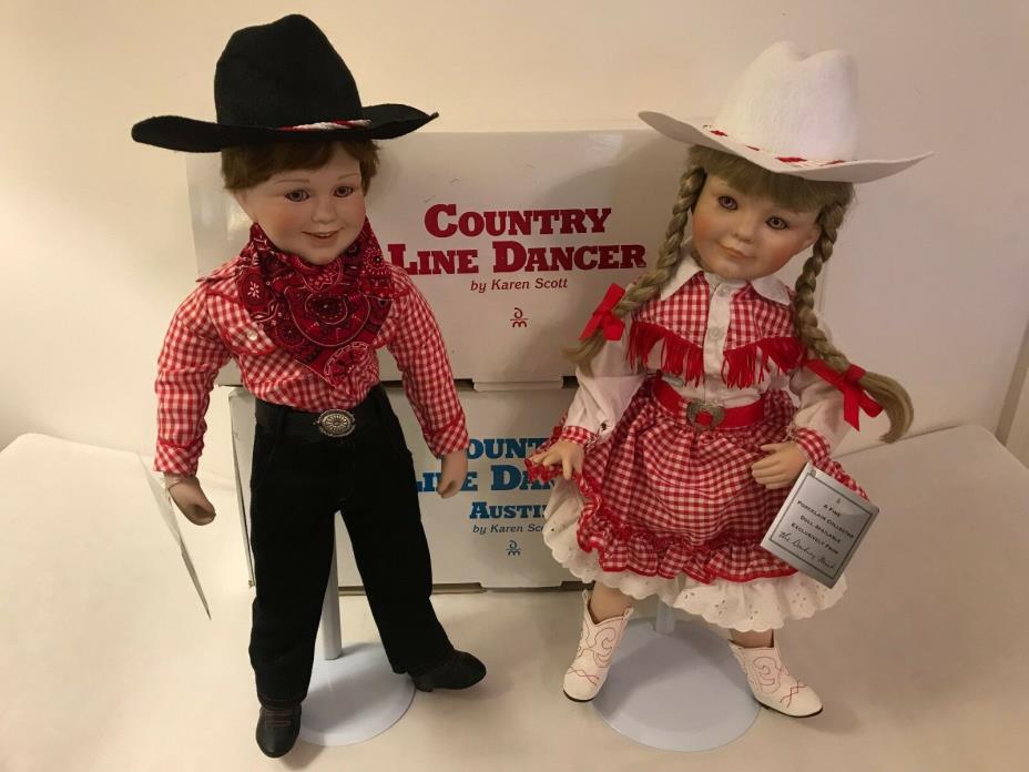 Country Line Dancers Austin & Amber Dolls by Karen Scott for Danbury Mint