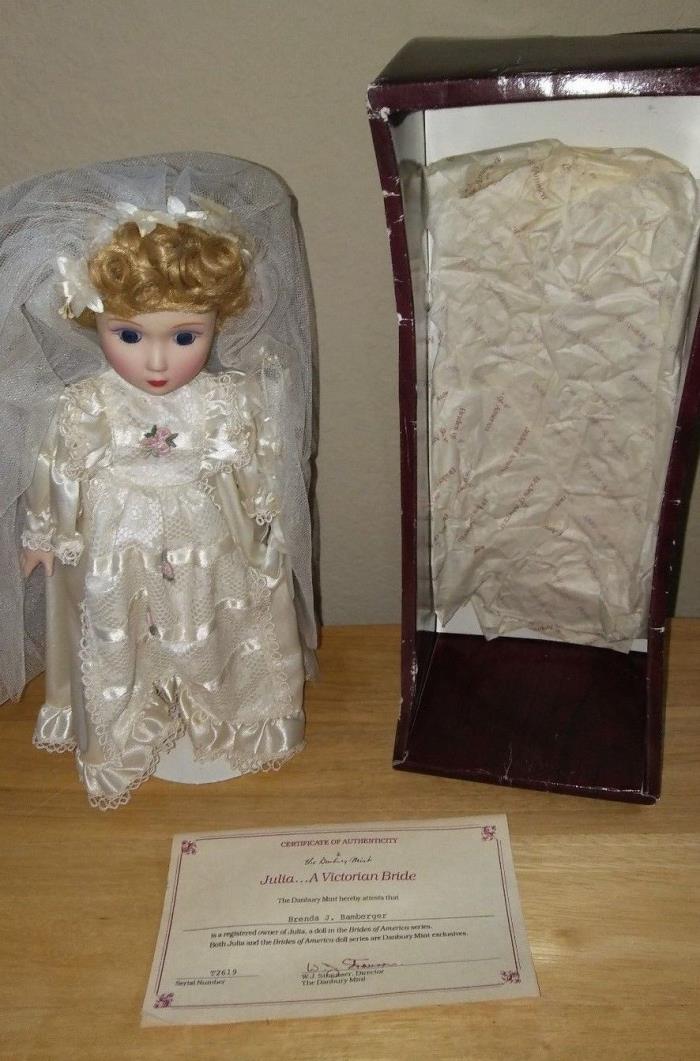 DANBURY MINT Brides of America Series JULIA A Victorian Bride Porcelain Doll COA