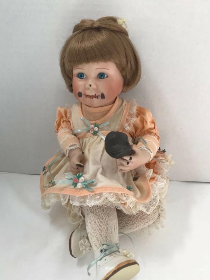 Vintage Porcelain Amy Enjoying Ice Cream Doll By Danbury Mint TLC  (AF)