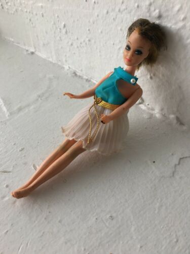 Vintage 1970 Topper Dawn doll with Blue Dress Outfit Panties Damage Hong King