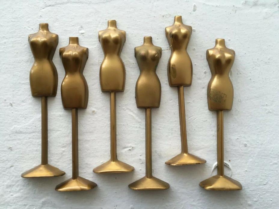 Vintage Topper Dawn Doll Fashion Gold Mini Miniature Dress Forms Lot Of 6